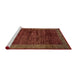 Sideview of Machine Washable Abstract Red Rug, wshabs72