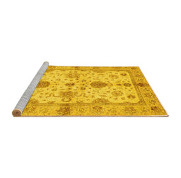 Sideview of Machine Washable Oriental Yellow Traditional Rug, wshabs720yw