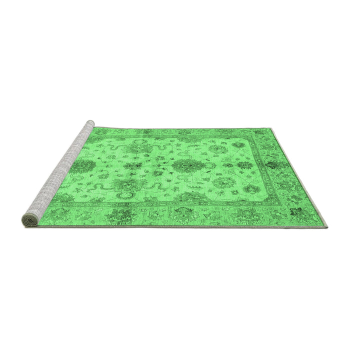 Sideview of Machine Washable Oriental Emerald Green Traditional Area Rugs, wshabs720emgrn