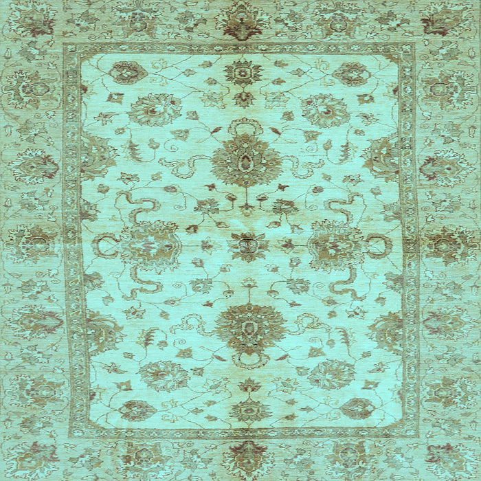 Square Machine Washable Oriental Light Blue Traditional Rug, wshabs720lblu