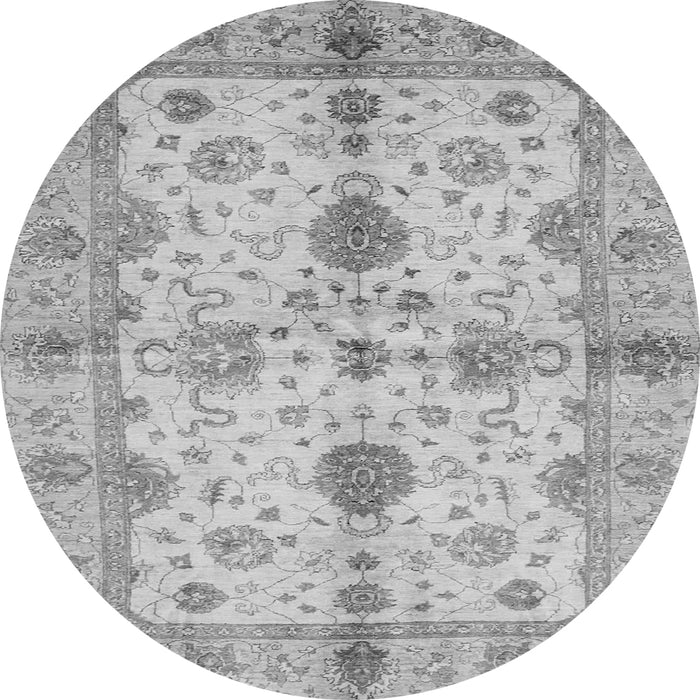 Round Machine Washable Oriental Gray Traditional Rug, wshabs720gry