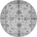 Round Machine Washable Oriental Gray Traditional Rug, wshabs720gry