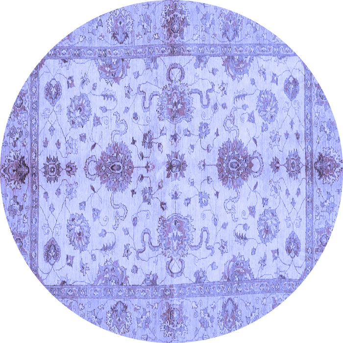Round Machine Washable Oriental Blue Traditional Rug, wshabs720blu