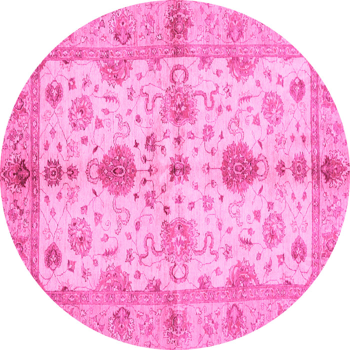 Round Oriental Pink Traditional Rug, abs720pnk