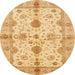 Round Abstract Chrome Gold Yellow Oriental Rug, abs720