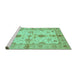 Sideview of Machine Washable Oriental Turquoise Traditional Area Rugs, wshabs720turq