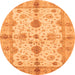 Round Oriental Orange Traditional Rug, abs720org