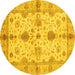 Round Oriental Yellow Traditional Rug, abs720yw