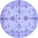 Round Oriental Blue Traditional Rug, abs720blu