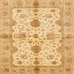 Square Machine Washable Abstract Chrome Gold Yellow Rug, wshabs720