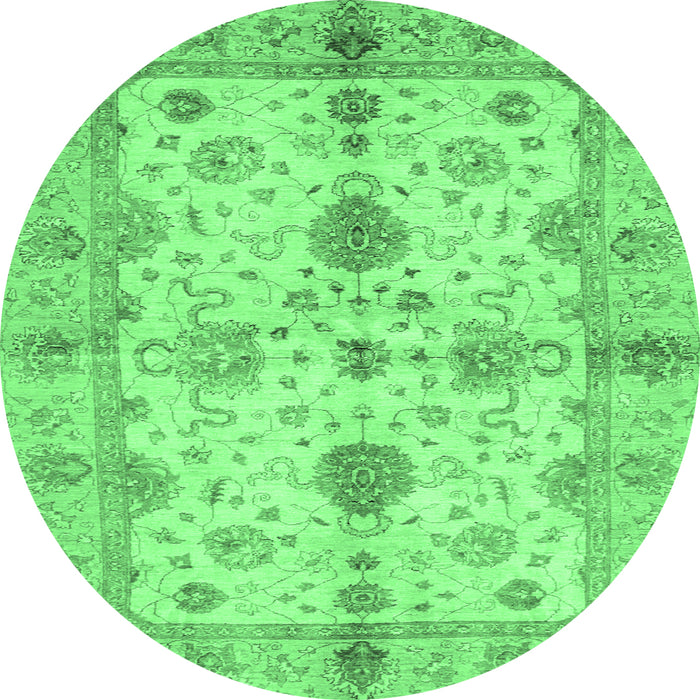 Round Oriental Emerald Green Traditional Rug, abs720emgrn
