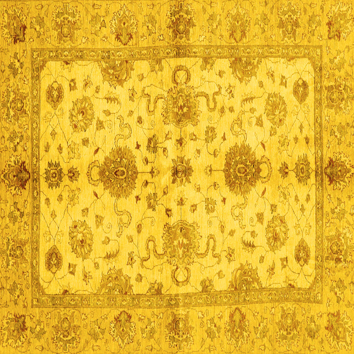 Square Machine Washable Oriental Yellow Traditional Rug, wshabs720yw