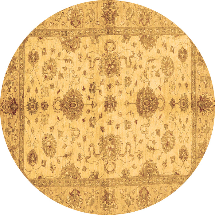 Round Oriental Brown Traditional Rug, abs720brn