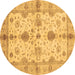 Round Oriental Brown Traditional Rug, abs720brn