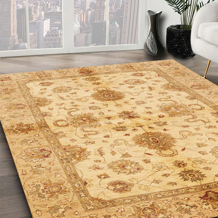 Machine Washable Abstract Chrome Gold Yellow Rug in a Family Room, wshabs720