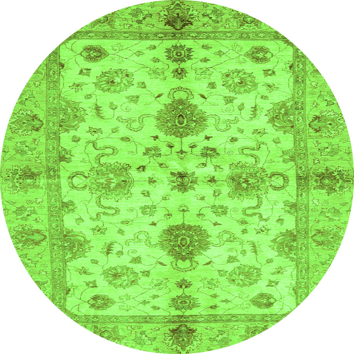 Round Machine Washable Oriental Green Traditional Area Rugs, wshabs720grn