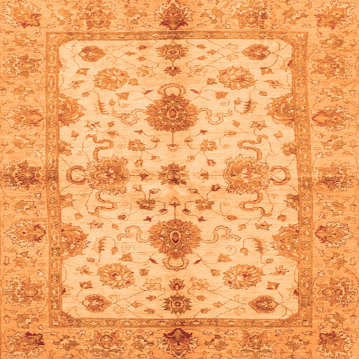 Square Machine Washable Oriental Orange Traditional Area Rugs, wshabs720org