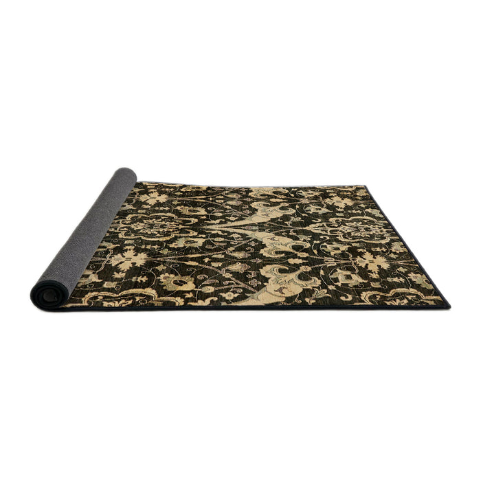 Sideview of Abstract Metallic Gold Modern Rug, abs721
