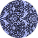 Round Abstract Blue Modern Rug, abs721blu