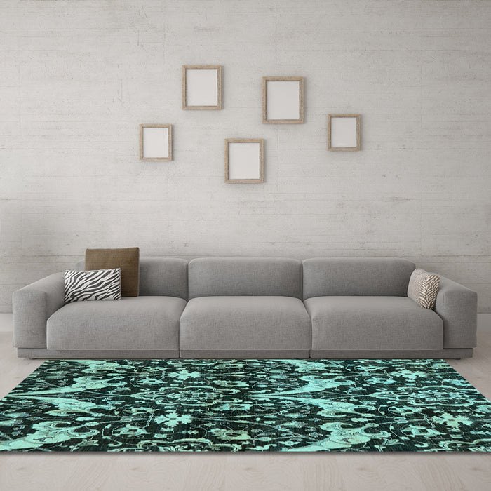 Machine Washable Abstract Light Blue Modern Rug in a Living Room, wshabs721lblu