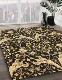 Abstract Metallic Gold Modern Rug, abs721