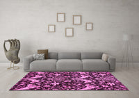 Machine Washable Abstract Pink Modern Rug, wshabs721pnk