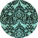 Round Abstract Light Blue Modern Rug, abs721lblu