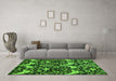 Machine Washable Abstract Green Modern Area Rugs in a Living Room,, wshabs721grn