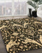 Abstract Metallic Gold Modern Rug in Family Room, abs721