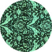 Round Machine Washable Abstract Turquoise Modern Area Rugs, wshabs721turq