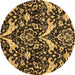 Round Abstract Brown Modern Rug, abs721brn