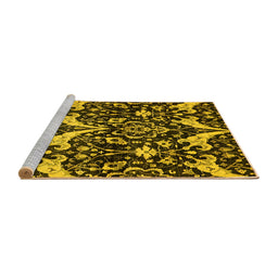 Sideview of Machine Washable Abstract Yellow Modern Rug, wshabs721yw