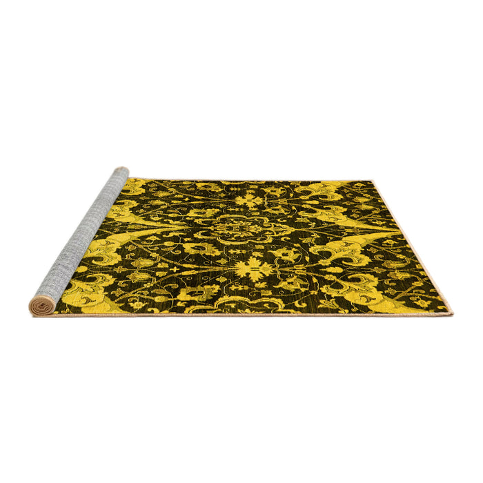 Sideview of Machine Washable Abstract Yellow Modern Rug, wshabs721yw