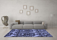 Machine Washable Abstract Blue Modern Rug, wshabs721blu