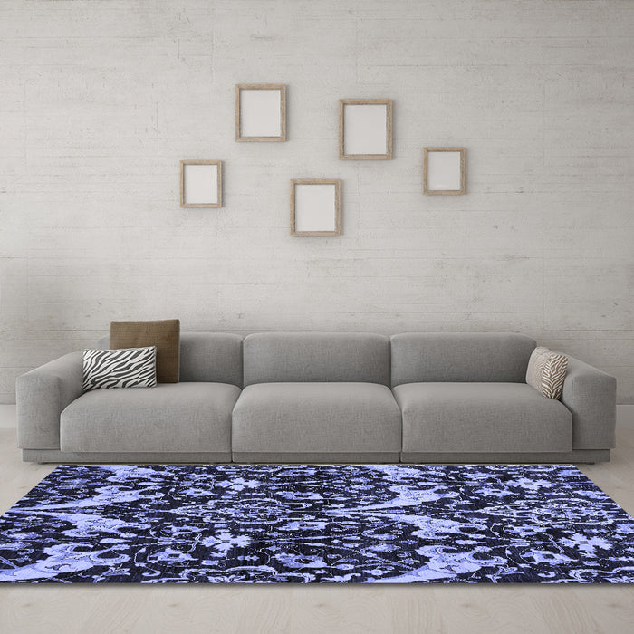 Machine Washable Abstract Blue Modern Rug in a Living Room, wshabs721blu