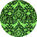 Round Abstract Green Modern Rug, abs721grn