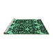 Sideview of Machine Washable Abstract Turquoise Modern Area Rugs, wshabs721turq