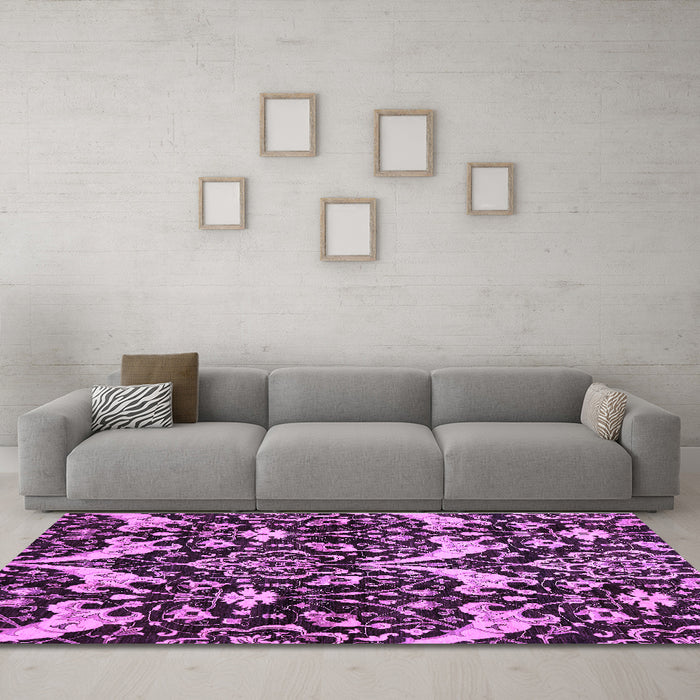Machine Washable Abstract Purple Modern Area Rugs in a Living Room, wshabs721pur