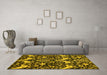 Machine Washable Abstract Yellow Modern Rug in a Living Room, wshabs721yw