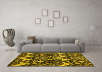 Machine Washable Abstract Yellow Modern Rug, wshabs721yw