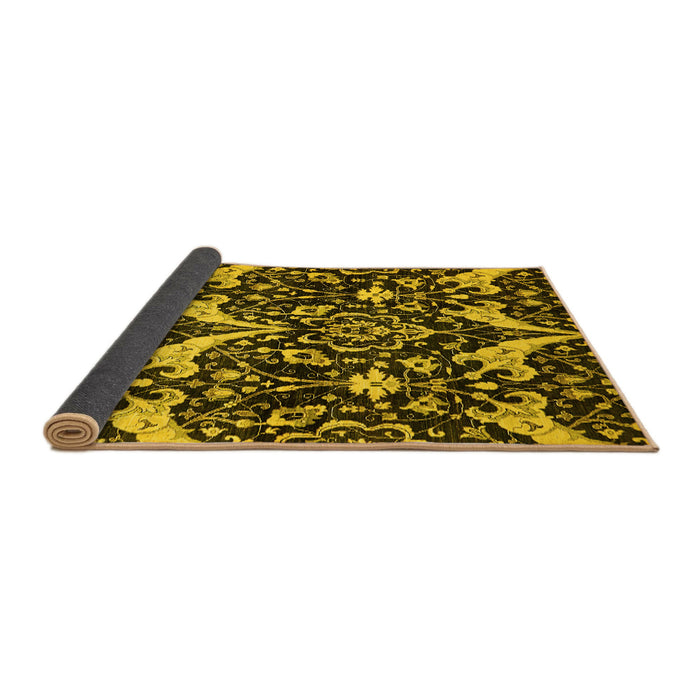 Sideview of Abstract Yellow Modern Rug, abs721yw