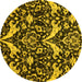 Round Abstract Yellow Modern Rug, abs721yw