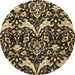 Round Machine Washable Abstract Metallic Gold Rug, wshabs721