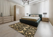 Abstract Metallic Gold Modern Rug in a Bedroom, abs721