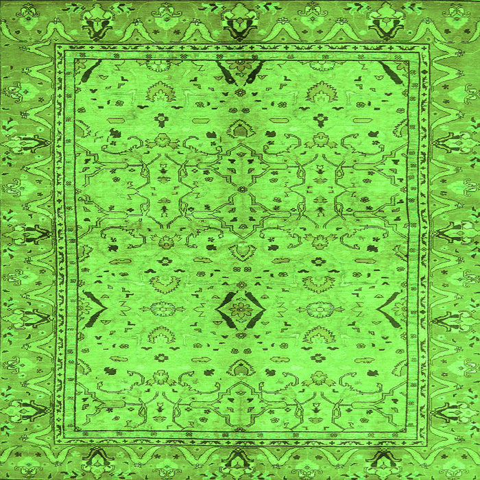 Square Oriental Green Traditional Rug, abs722grn