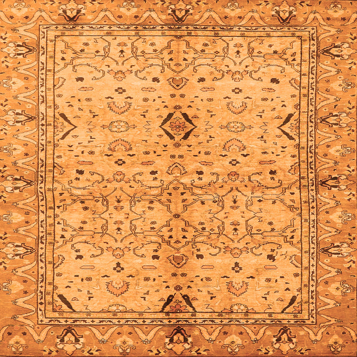 Square Oriental Orange Traditional Rug, abs722org