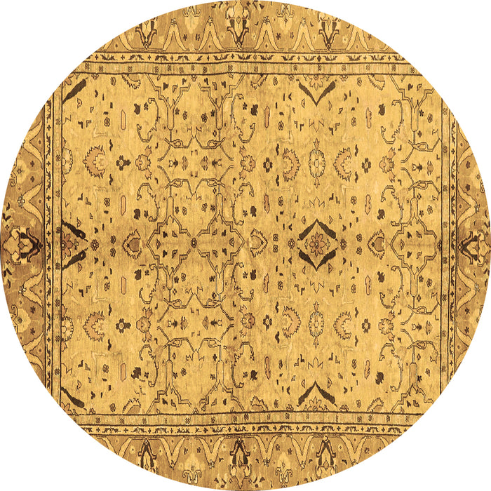 Round Oriental Brown Traditional Rug, abs722brn