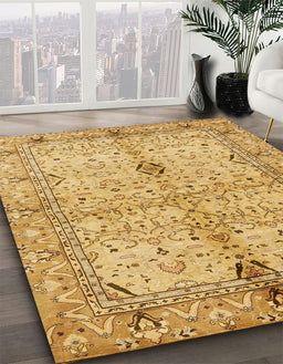 Abstract Sedona Brown Oriental Rug in Family Room, abs722