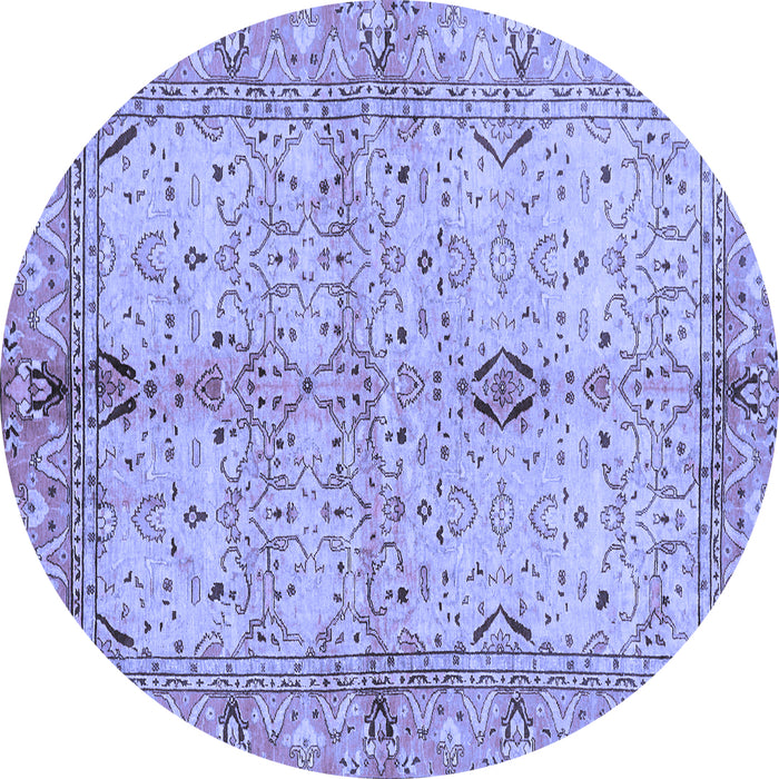 Round Machine Washable Oriental Blue Traditional Rug, wshabs722blu