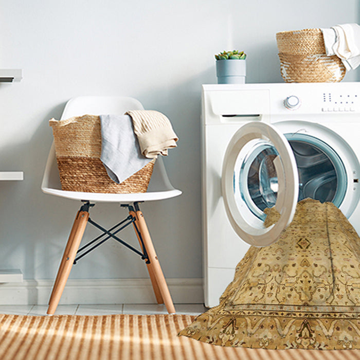 Machine Washable Abstract Sedona Brown Rug in a Washing Machine, wshabs722